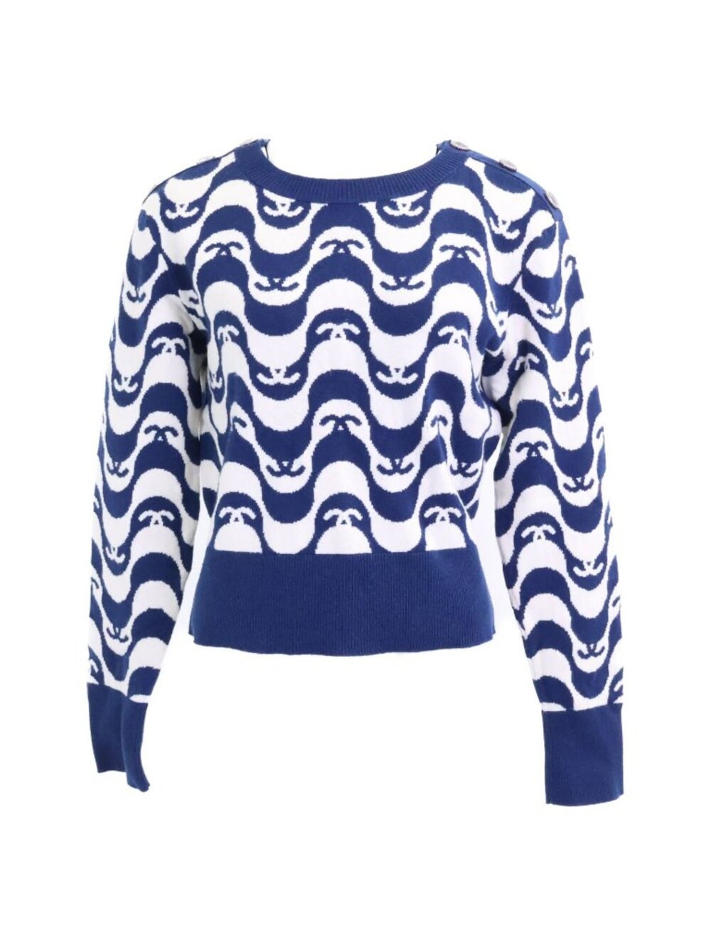Chanel All Over Print CC Logo Button Knit Sweater 36